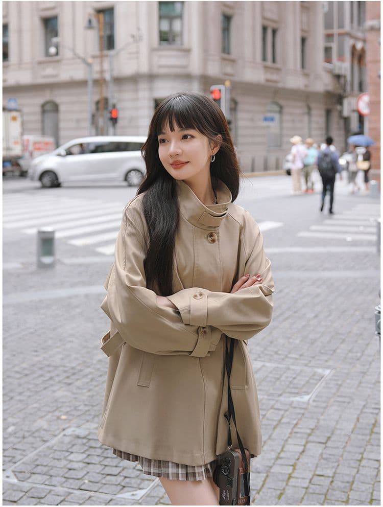 터틀넥 단색 루즈핏 종류 다용도 바람막이 영국식 패션 트렌드 긴팔 오픈 가디건 고급 센스 재킷 상세 이미지 9