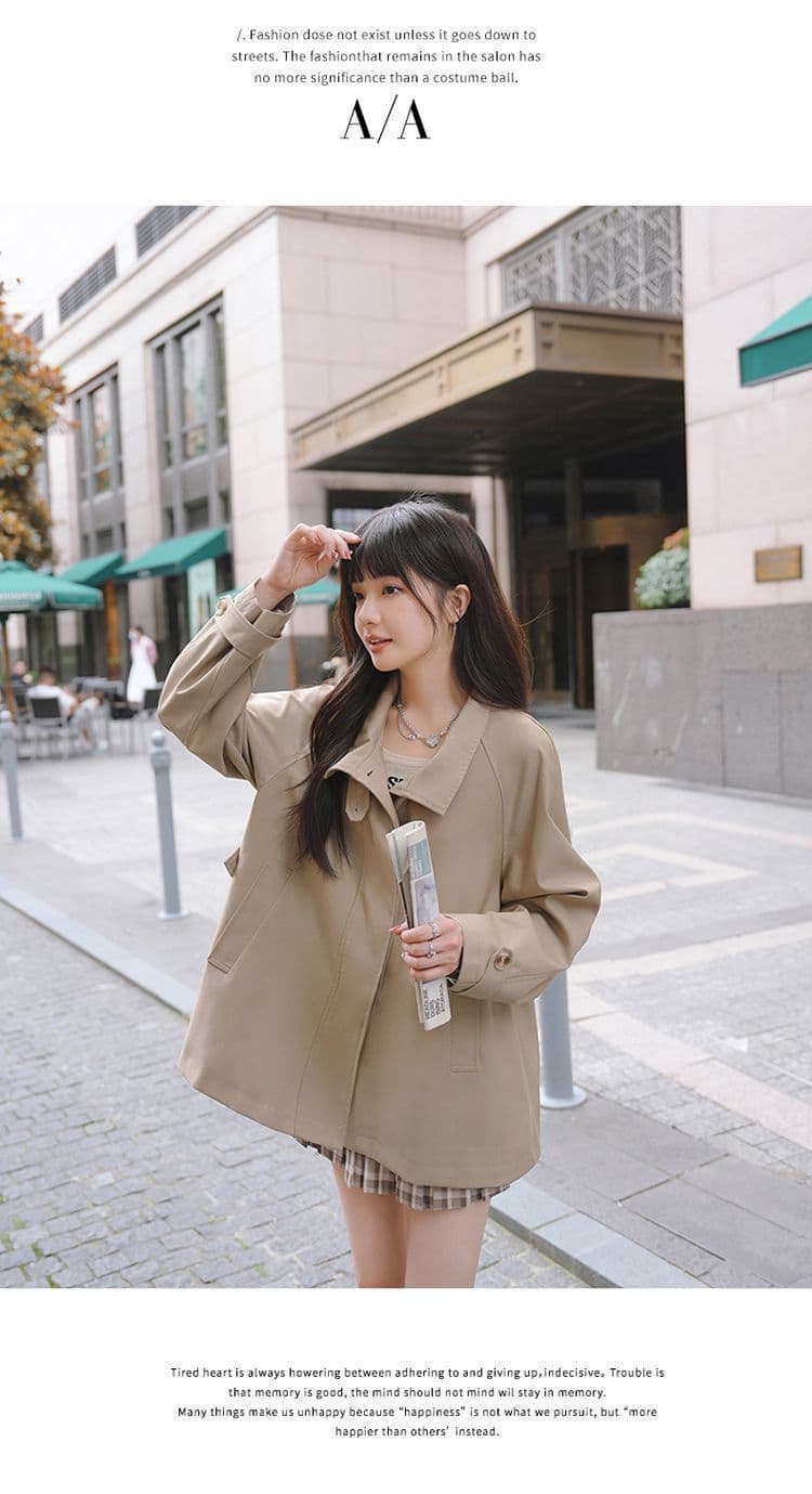터틀넥 단색 루즈핏 종류 다용도 바람막이 영국식 패션 트렌드 긴팔 오픈 가디건 고급 센스 재킷 상세 이미지 13