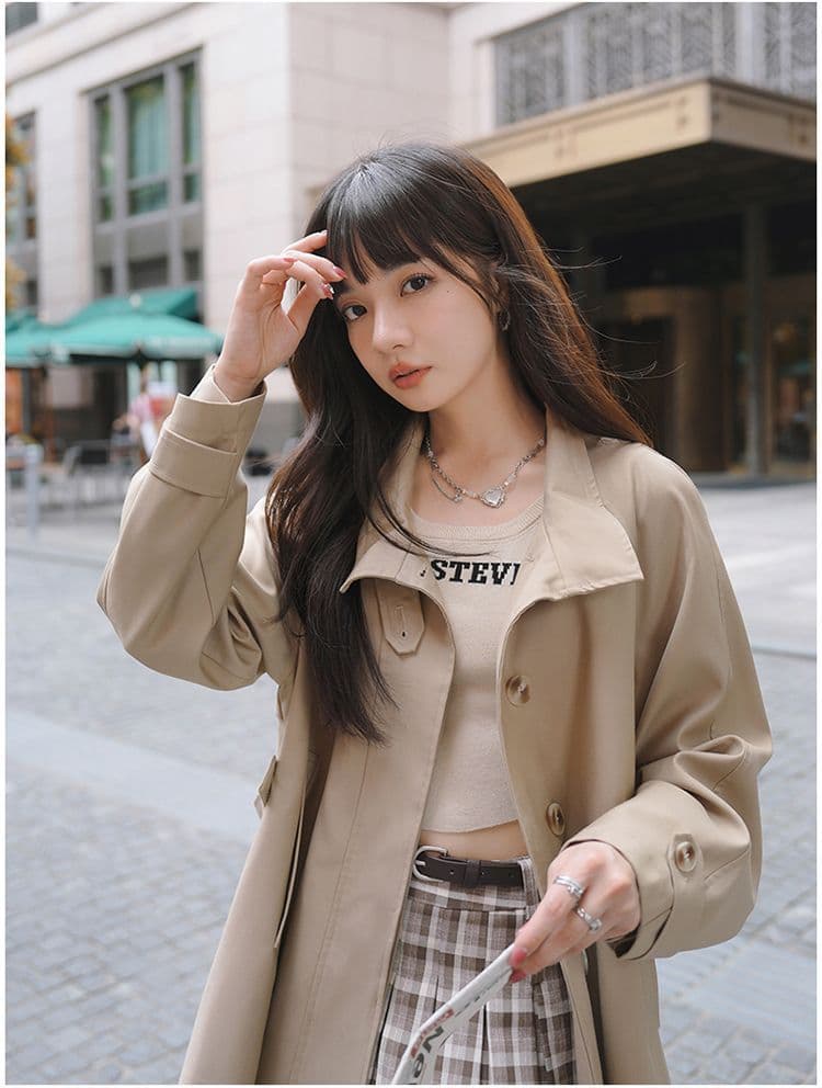 터틀넥 단색 루즈핏 종류 다용도 바람막이 영국식 패션 트렌드 긴팔 오픈 가디건 고급 센스 재킷 상세 이미지 14