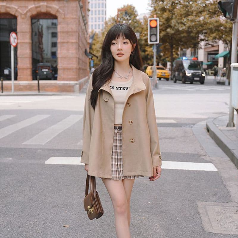 터틀넥 단색 루즈핏 종류 다용도 바람막이 영국식 패션 트렌드 긴팔 오픈 가디건 고급 센스 재킷 이미지 2