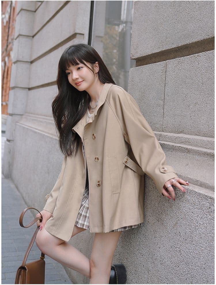 터틀넥 단색 루즈핏 종류 다용도 바람막이 영국식 패션 트렌드 긴팔 오픈 가디건 고급 센스 재킷 상세 이미지 3