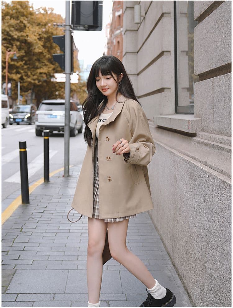 터틀넥 단색 루즈핏 종류 다용도 바람막이 영국식 패션 트렌드 긴팔 오픈 가디건 고급 센스 재킷 상세 이미지 4