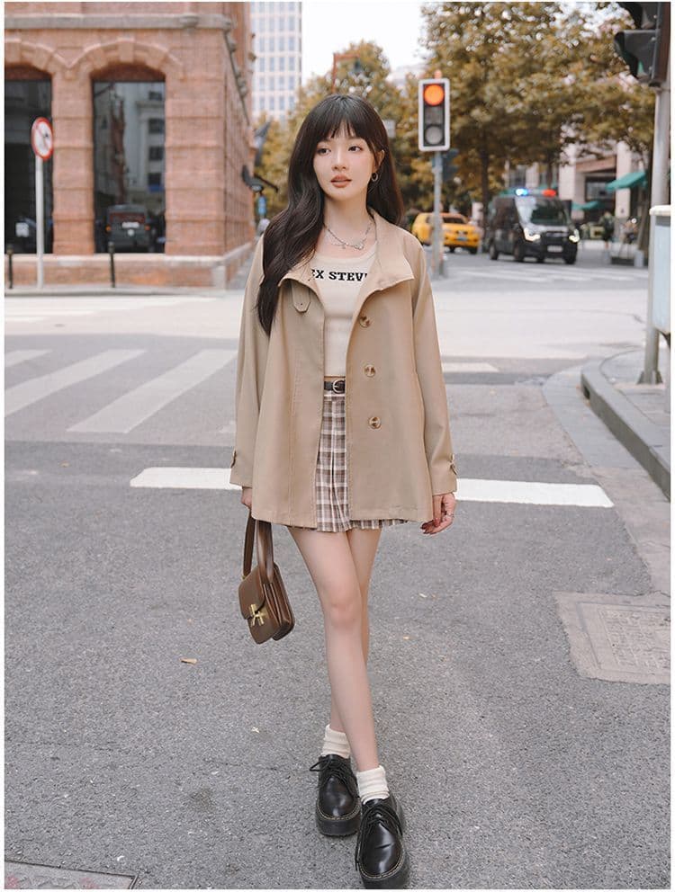 터틀넥 단색 루즈핏 종류 다용도 바람막이 영국식 패션 트렌드 긴팔 오픈 가디건 고급 센스 재킷 상세 이미지 15
