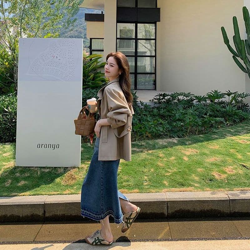 캐주얼 다용도 루즈핏 종류 긴팔 싱글 줄 버튼 바람막이 미니멀리즘 숙녀 작은 키 오픈 가디건 여성 코트 이미지 4