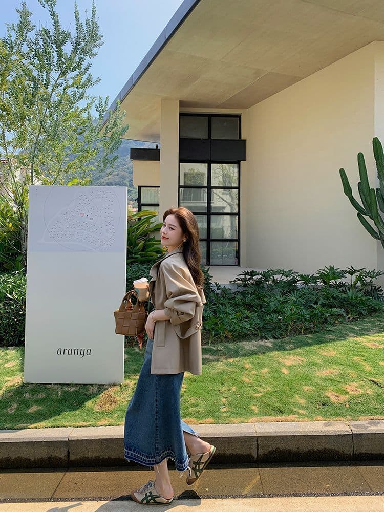 캐주얼 다용도 루즈핏 종류 긴팔 싱글 줄 버튼 바람막이 미니멀리즘 숙녀 작은 키 오픈 가디건 여성 코트 상세 이미지 9