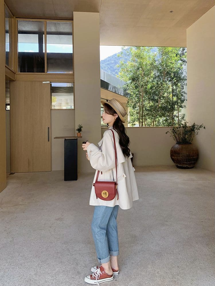 캐주얼 다용도 루즈핏 종류 긴팔 싱글 줄 버튼 바람막이 미니멀리즘 숙녀 작은 키 오픈 가디건 여성 코트 상세 이미지 11