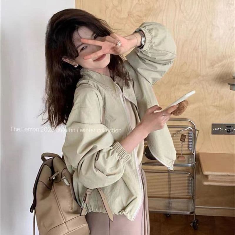 가을 겨울 새로운 한 부서 캐주얼 루즈핏 바람막이 여성 코트 튀김 거리 아메리칸 레트로 스탠드 칼라 야구 유니폼 오픈 가디건 맨위 이미지 2