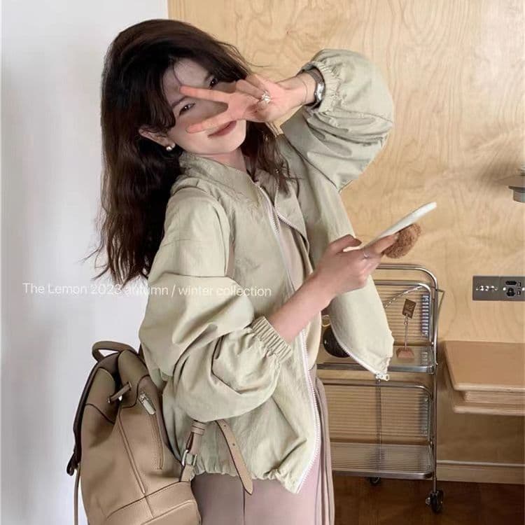 가을 겨울 새로운 한 부서 캐주얼 루즈핏 바람막이 여성 코트 튀김 거리 아메리칸 레트로 스탠드 칼라 야구 유니폼 오픈 가디건 맨위 상세 이미지 5