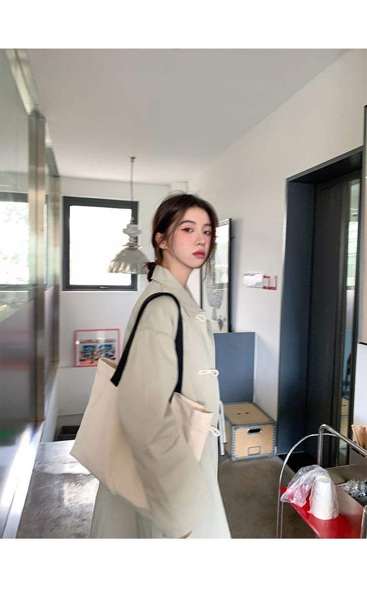 한국 스타일 학원 스타일 소뿔 버클 롱 코트 미니멀리즘 캐주얼 일본식 워크웨어 바람 다용도 바람막이 여성 코트 상세 이미지 23