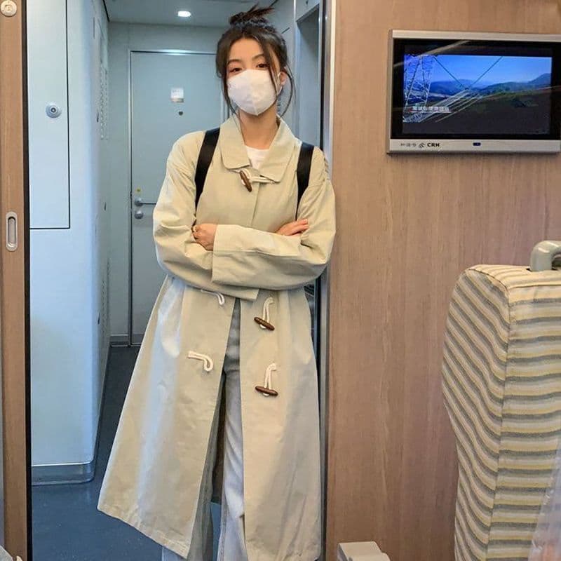 단색 학원 스타일 긴팔 일본식 다용도 워크웨어 캐주얼 재킷 봄 가을 새로운 중간 길이 바람막이 이미지 5
