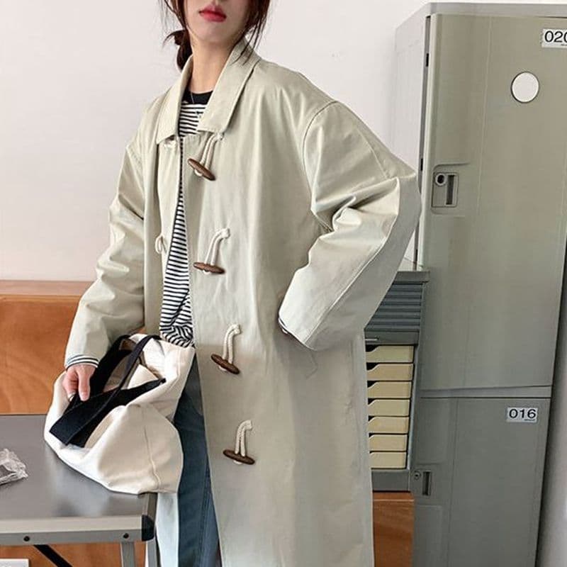 단색 학원 스타일 긴팔 일본식 다용도 워크웨어 캐주얼 재킷 봄 가을 새로운 중간 길이 바람막이 이미지 3
