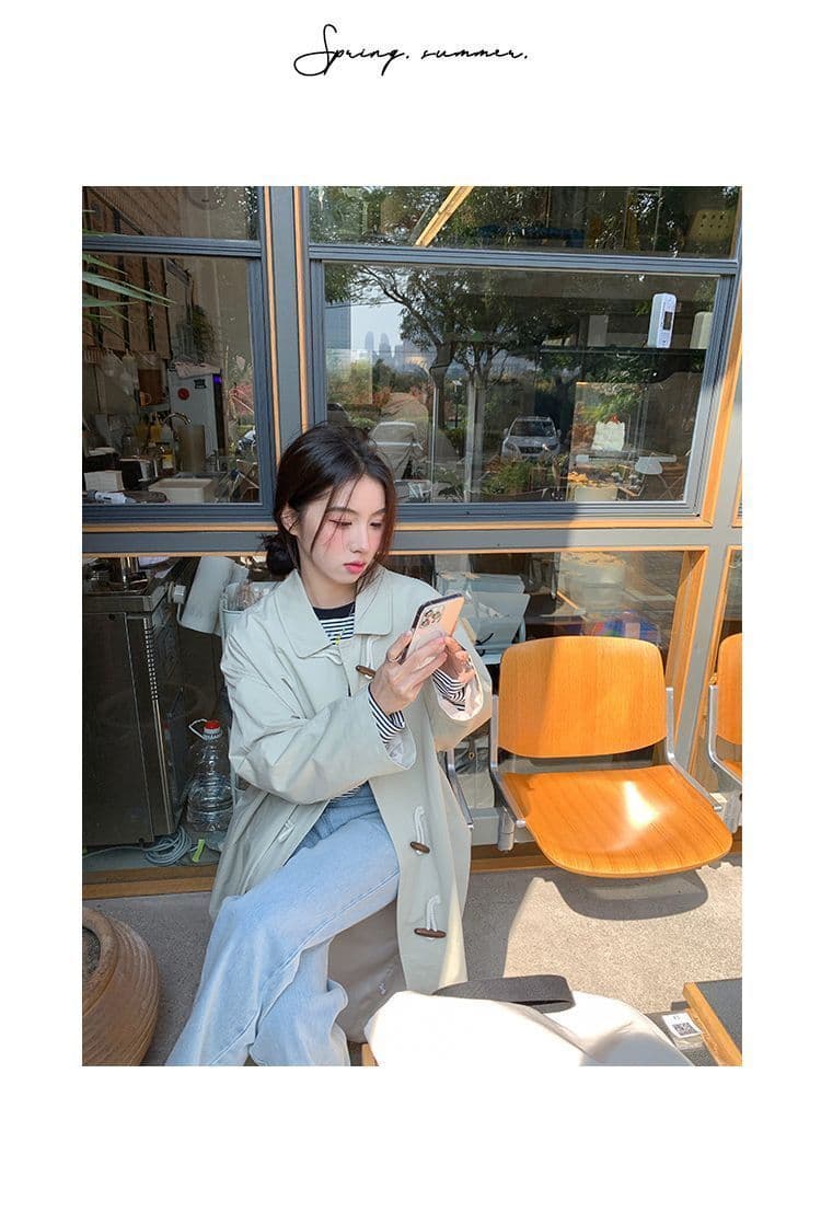 단색 학원 스타일 긴팔 일본식 다용도 워크웨어 캐주얼 재킷 봄 가을 새로운 중간 길이 바람막이 상세 이미지 27