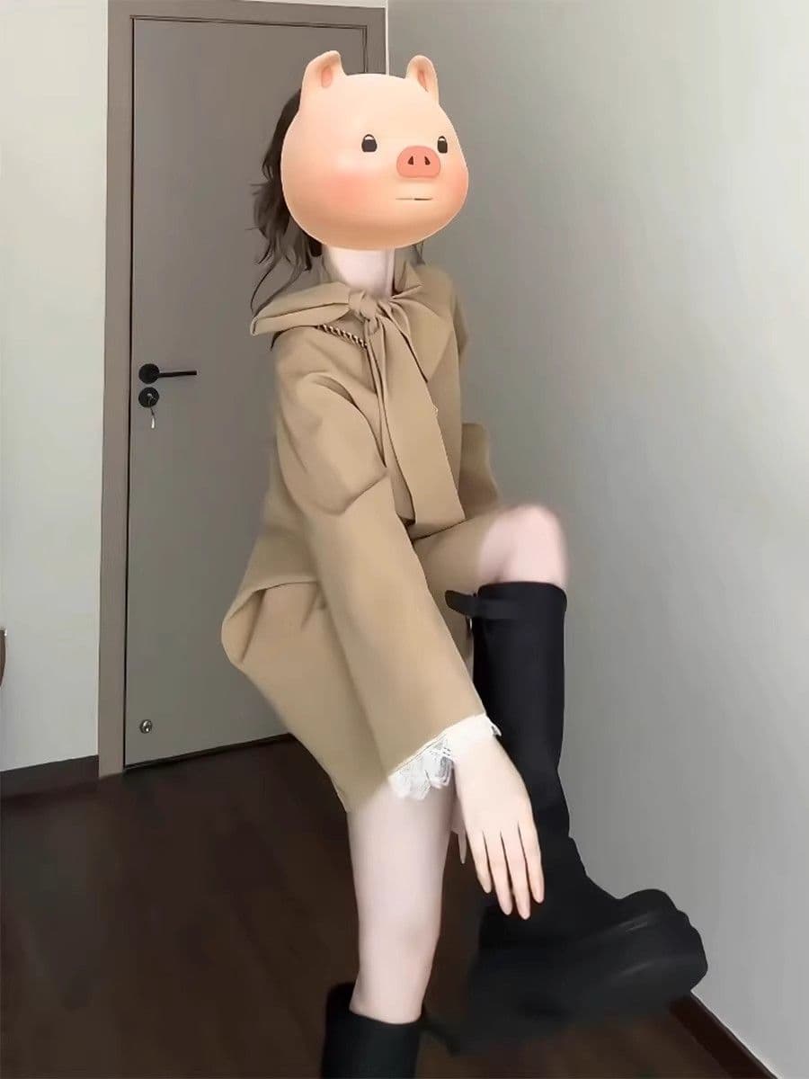 품질 있음 네리 프랑스식 레트로 나비 넥타이 바람막이 여성 코트 새로운 품격 고급 센스 코트 상세 이미지 4