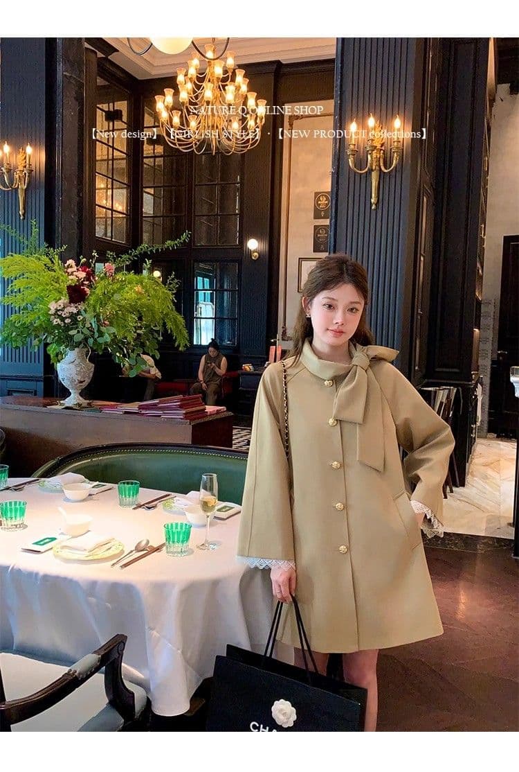품질 한 부서 레트로 나비 매듭 작은 키 슈퍼 잘 생긴 바람막이 여성 부드러운 바람 디자인 센스 새로운 재킷 상세 이미지 12