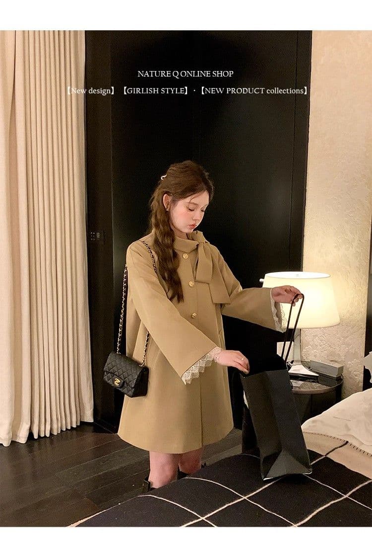 품질 한 부서 레트로 나비 매듭 작은 키 슈퍼 잘 생긴 바람막이 여성 부드러운 바람 디자인 센스 새로운 재킷 상세 이미지 13