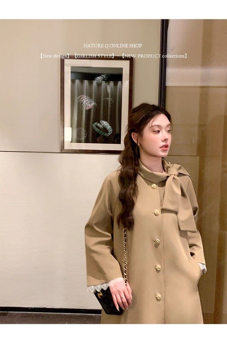 품질 한 부서 레트로 나비 매듭 작은 키 슈퍼 잘 생긴 바람막이 여성 부드러운 바람 디자인 센스 새로운 재킷 상세 이미지 14