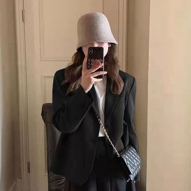 가을 겨울 새로운 다용도 디스플레이 높음 경력 몸매 가꾸기 검정색 품격 작은 양복 재킷 출퇴근 디자인 센스 작은 대중 정장 이미지 3