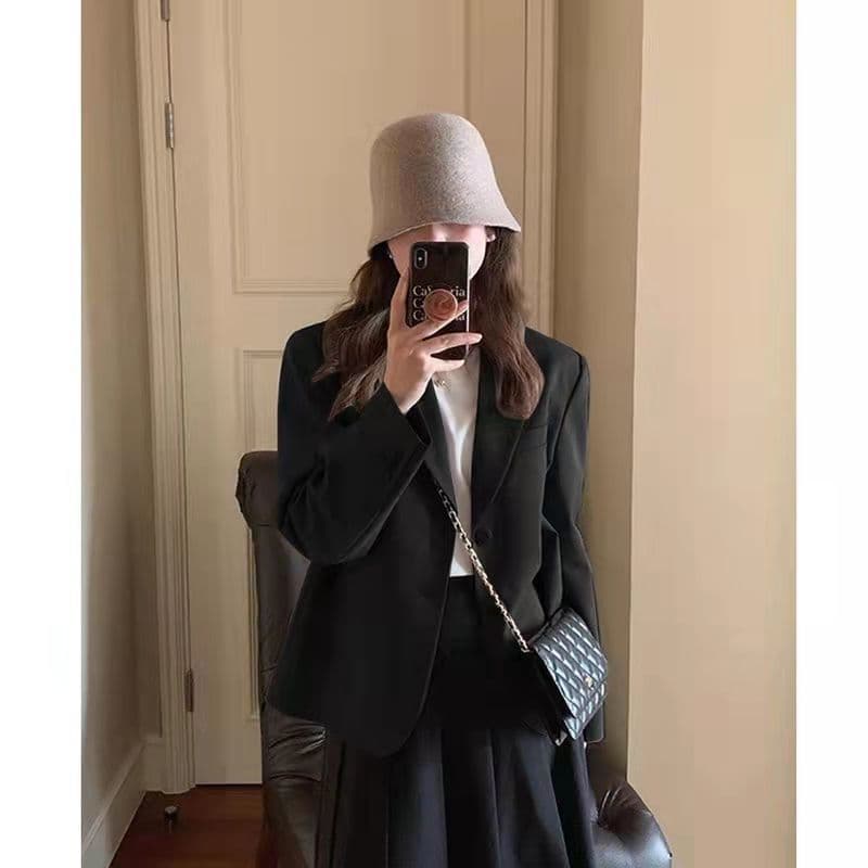 가을 겨울 새로운 다용도 디스플레이 높음 경력 몸매 가꾸기 검정색 품격 작은 양복 재킷 출퇴근 디자인 센스 작은 대중 정장 이미지 4