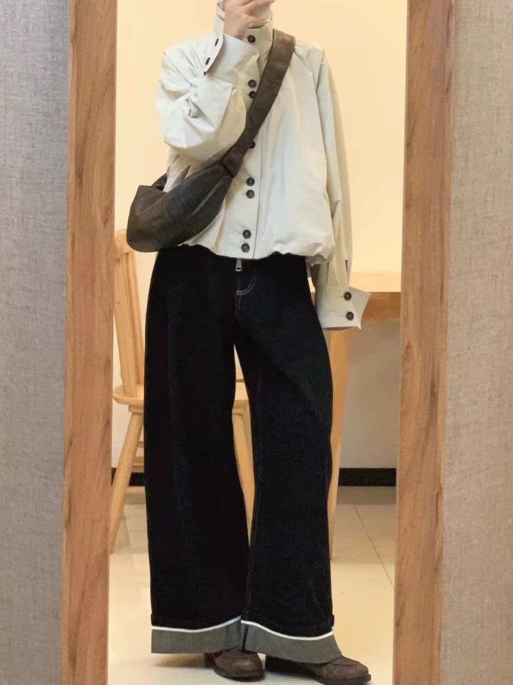 스탠드 칼라 꽃밭 종류 쇼트 스타일 바람막이 여성 코트 이른 가을 출퇴근 워크웨어 재킷 캐주얼 루즈핏 맨위 상세 이미지 2