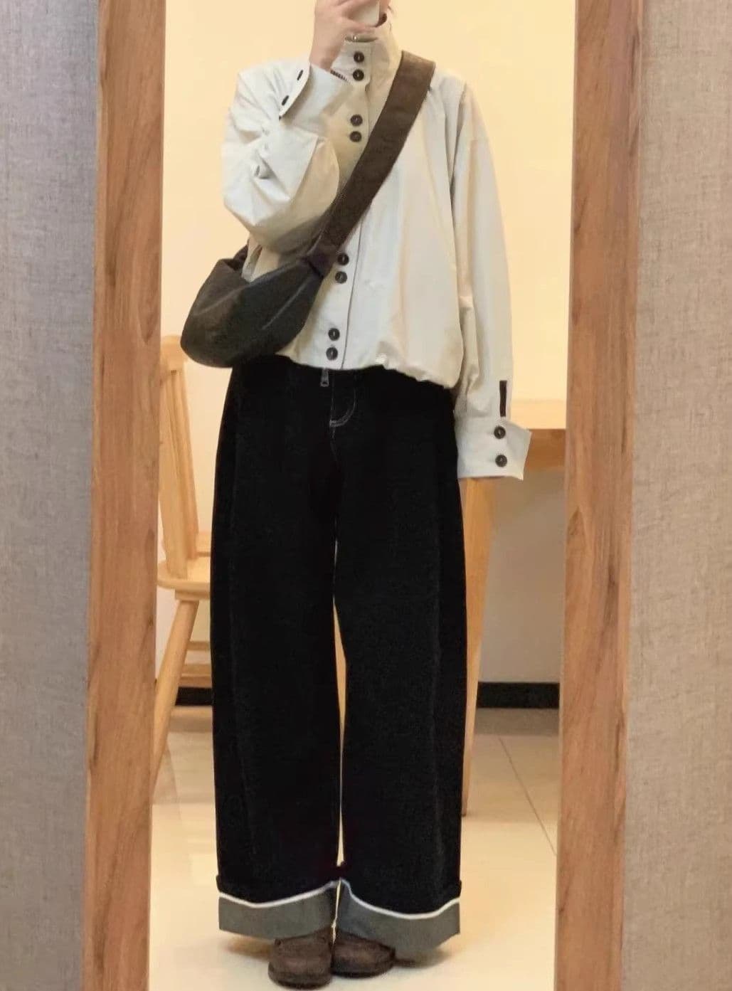 스탠드 칼라 꽃밭 종류 쇼트 스타일 바람막이 여성 코트 이른 가을 출퇴근 워크웨어 재킷 캐주얼 루즈핏 맨위 상세 이미지 5