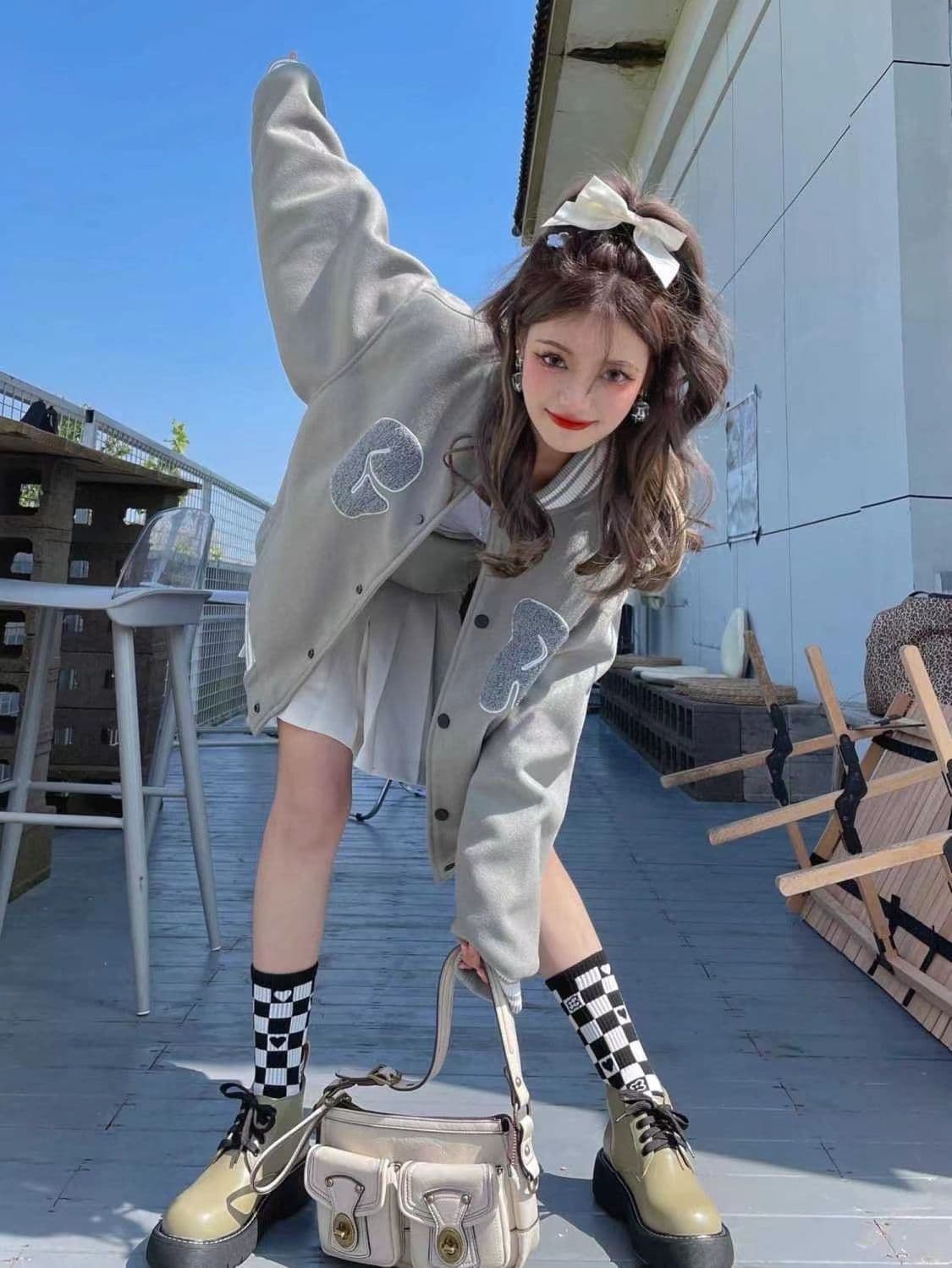2026 가을 겨울철 새로운 자수 야구 유니폼 털이 있는 재킷 한국 스타일 루즈핏 디자인 센스 다용도 재킷 겉옷 여성 상세 이미지 5