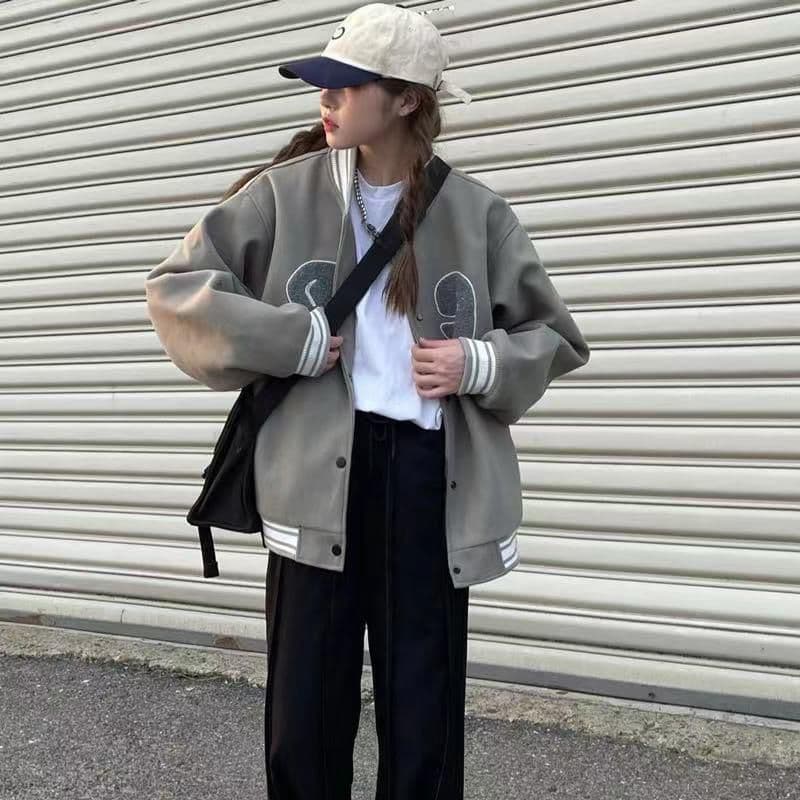 가을 겨울 털이 있는 chic 캐주얼 자수 야구 외투 남녀 한국 스타일 루즈핏 디자인 센스 재킷 다용도 ins 이미지 2