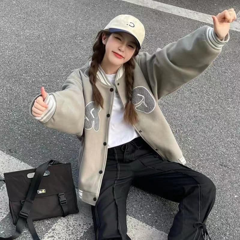 가을 겨울 털이 있는 chic 캐주얼 자수 야구 외투 남녀 한국 스타일 루즈핏 디자인 센스 재킷 다용도 ins 이미지 5