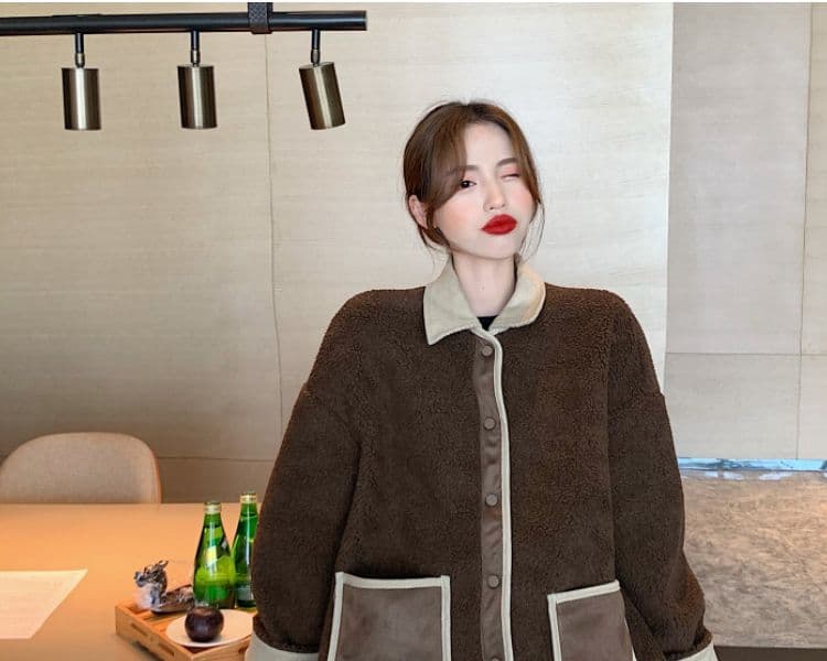 빅 사이즈 여성 의류 프랑스식 작은 대중 레트로 양털 재킷 가을 겨울 새로운 매우 요정 ~ 중 맨위 디자인 센스 작은 대중 여성 상세 이미지 1