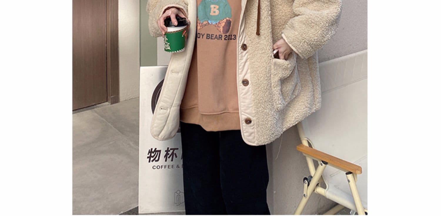 가을 겨울철 레트로 두꺼운 양털 재킷 한국 출퇴근 외국 가스 캐주얼 루즈핏 까마귀 트렌드 맨위 여성 상세 이미지 8