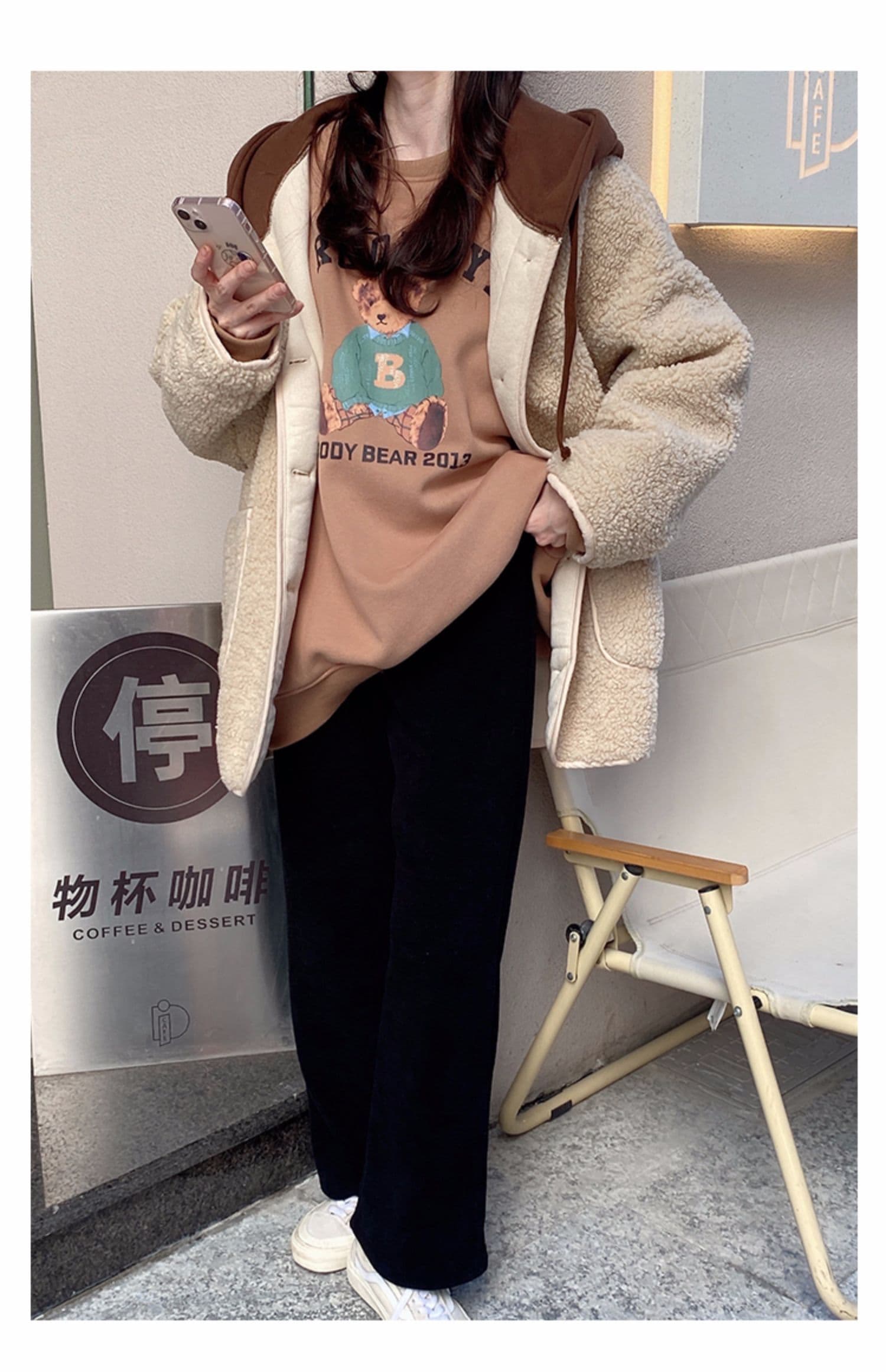 가을 겨울철 레트로 두꺼운 양털 재킷 한국 출퇴근 외국 가스 캐주얼 루즈핏 까마귀 트렌드 맨위 여성 상세 이미지 10