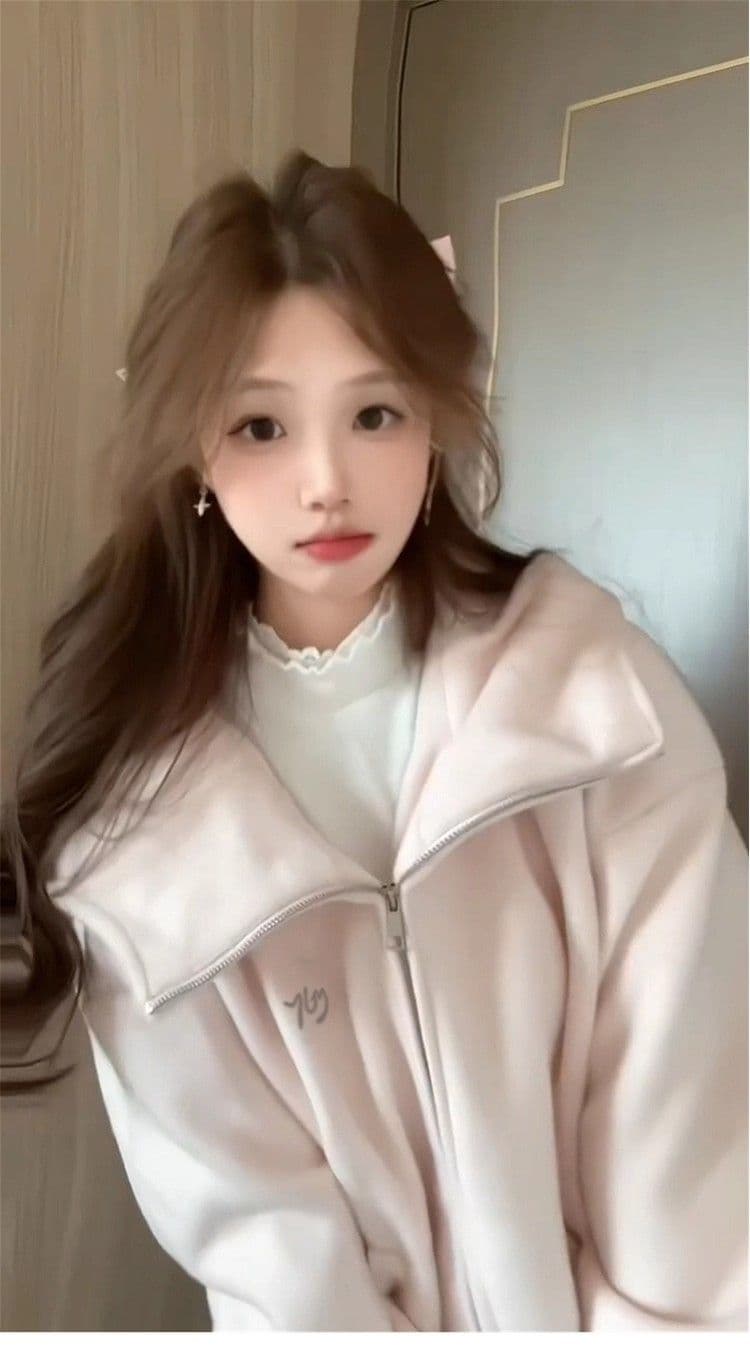 모직 여성 코트 핑크색 작은 키 루즈핏 슬림해 보이는 고급 센스 후드 지퍼 오픈 가디건 맨위 상세 이미지 2