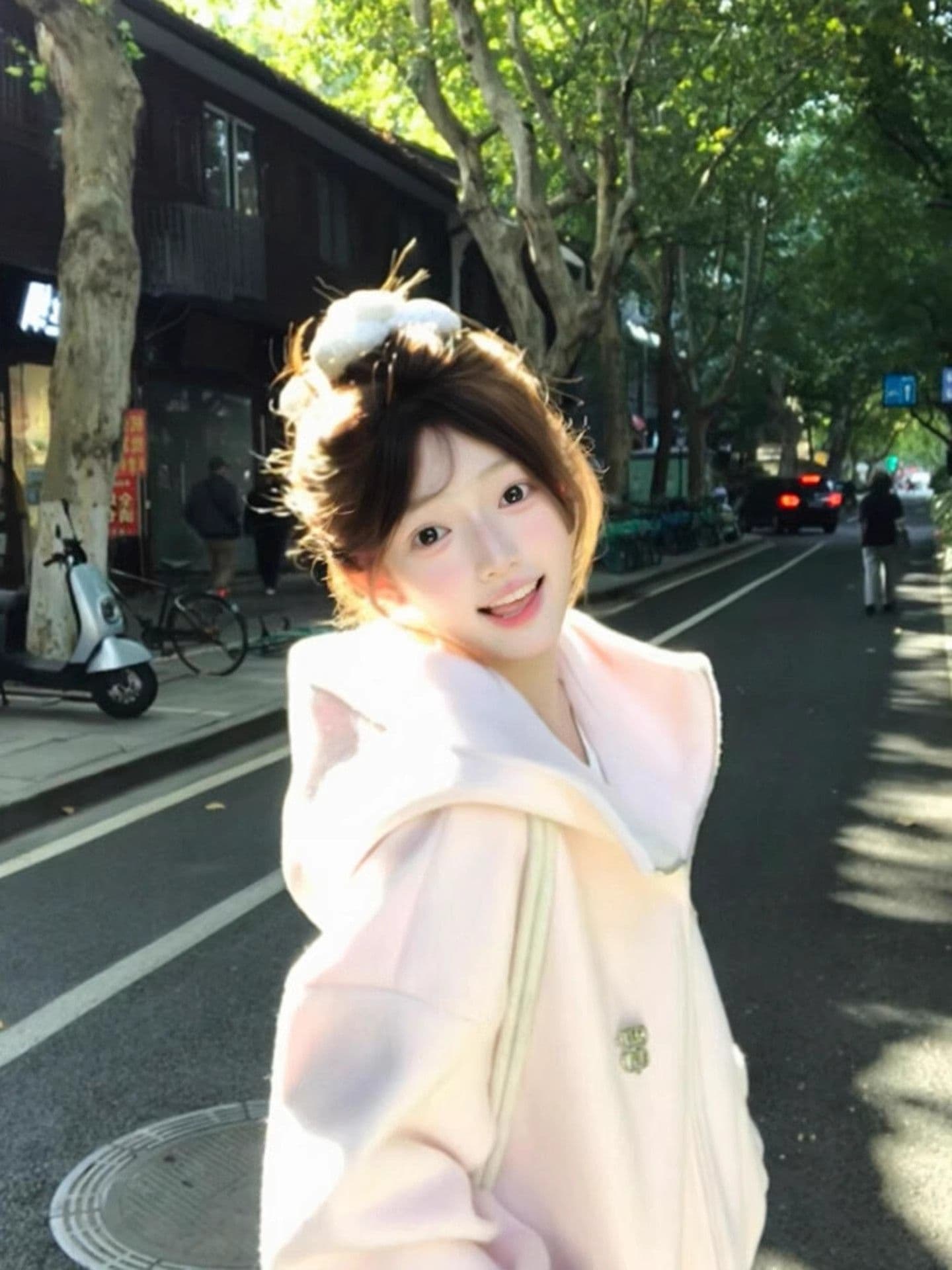핑크색 자이언트 잘 생긴 터틀넥 후드 모직 여성 코트 가을 겨울 올해 인기 새로운 아름다운 오픈 가디건 상세 이미지 2