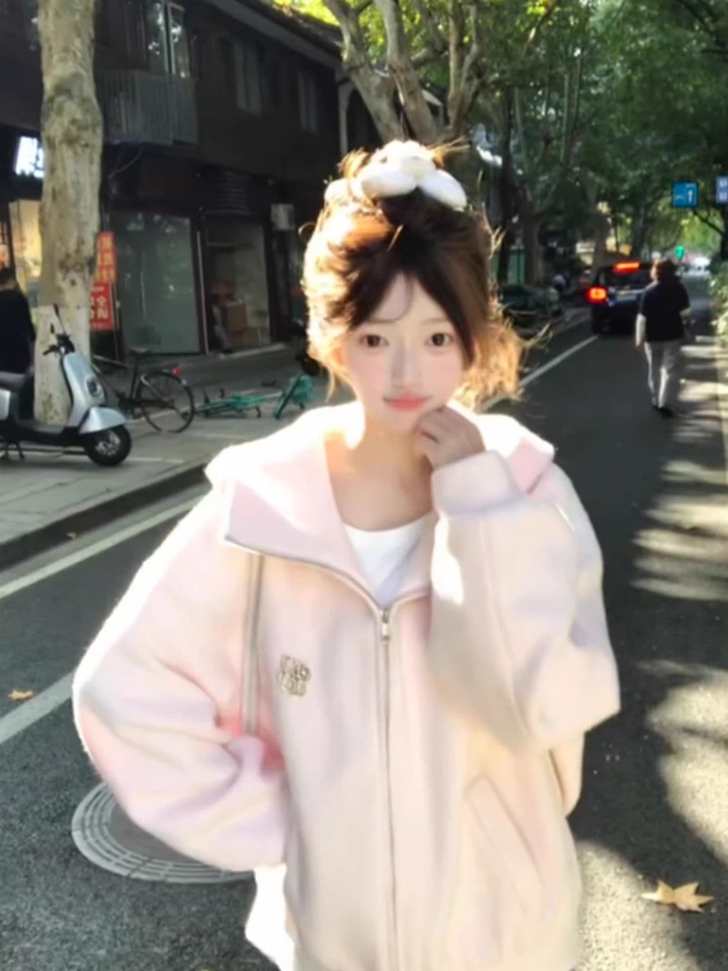 핑크색 자이언트 잘 생긴 터틀넥 후드 모직 여성 코트 가을 겨울 올해 인기 새로운 아름다운 오픈 가디건 상세 이미지 5