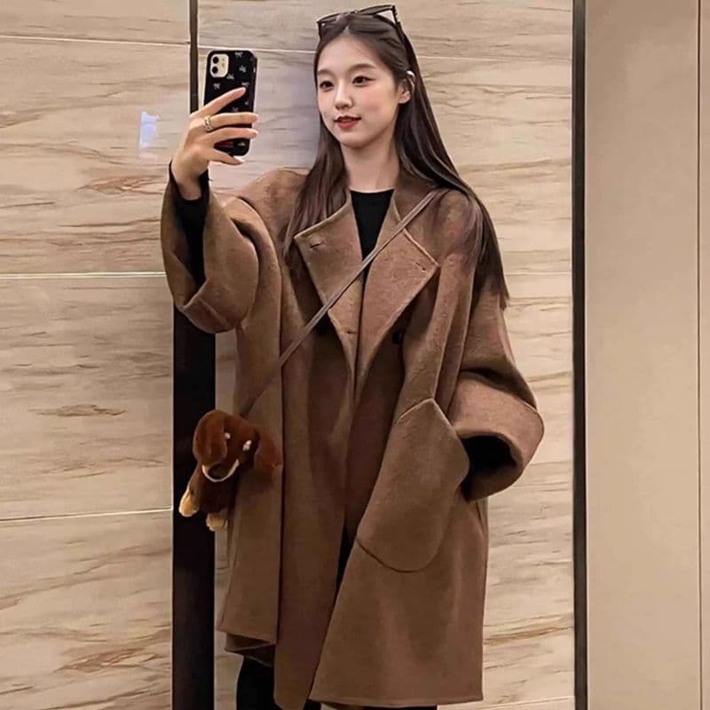 가을 겨울 레트로 양면 외투 여성 코트 2026 새로운 작은 키 품격 보온 고급 센스 맨위 이미지 3