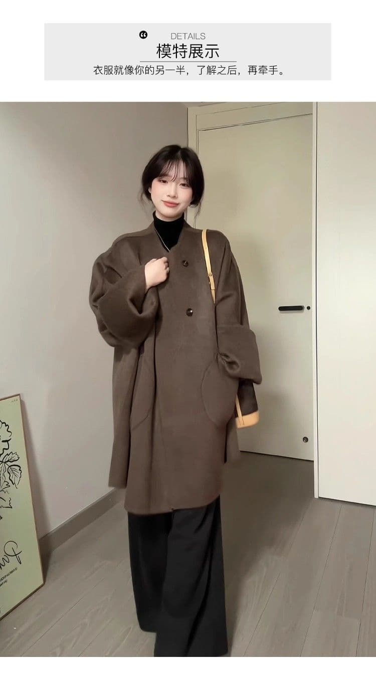가을 겨울 레트로 양면 외투 여성 코트 2026 새로운 작은 키 품격 보온 고급 센스 맨위 상세 이미지 4