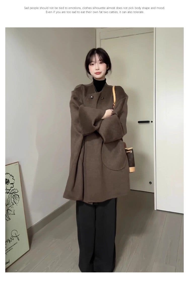 가을 겨울 레트로 양면 외투 여성 코트 2026 새로운 작은 키 품격 보온 고급 센스 맨위 상세 이미지 5