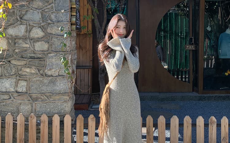 임산부 가을 겨울 의류 고급 디자인 프랑스식 차 휴식 롱 스커트 몸매 가꾸기 다용도 드레스 복장 상세 이미지 33