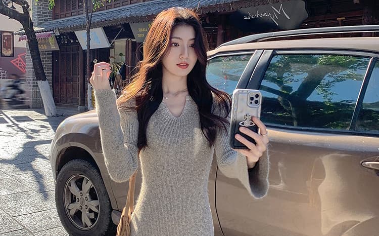 임산부 가을 겨울 의류 고급 디자인 프랑스식 차 휴식 롱 스커트 몸매 가꾸기 다용도 드레스 복장 상세 이미지 53