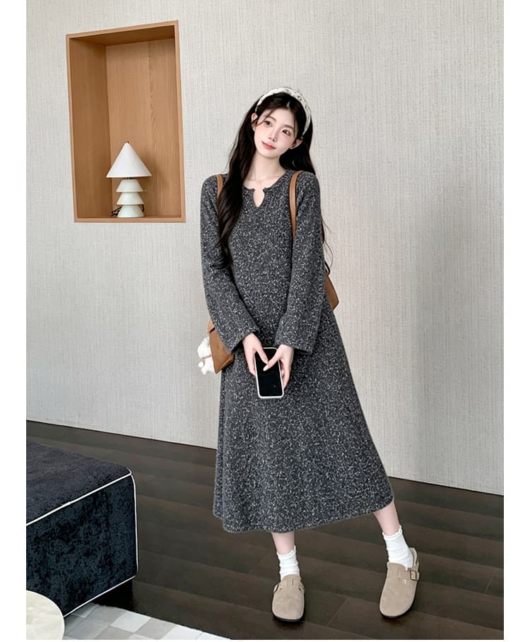 임산부 가을 겨울 의류 고급 디자인 프랑스식 차 휴식 롱 스커트 몸매 가꾸기 다용도 드레스 복장 상세 이미지 9