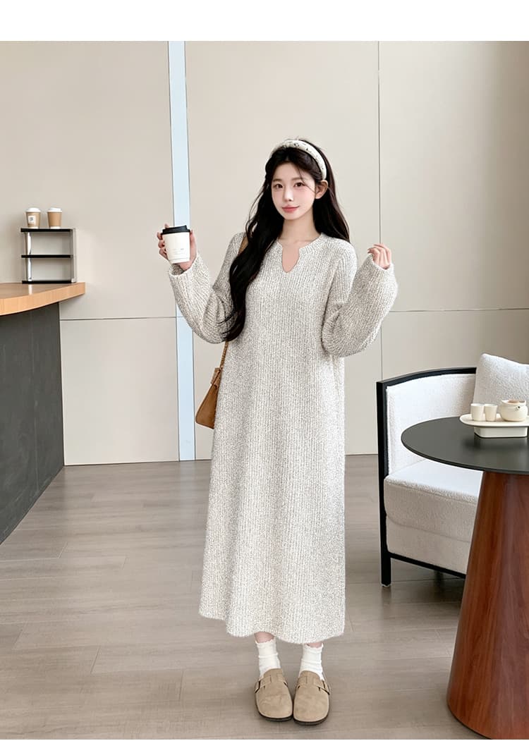 임산부 가을 겨울 의류 고급 디자인 프랑스식 차 휴식 롱 스커트 몸매 가꾸기 다용도 드레스 복장 상세 이미지 18