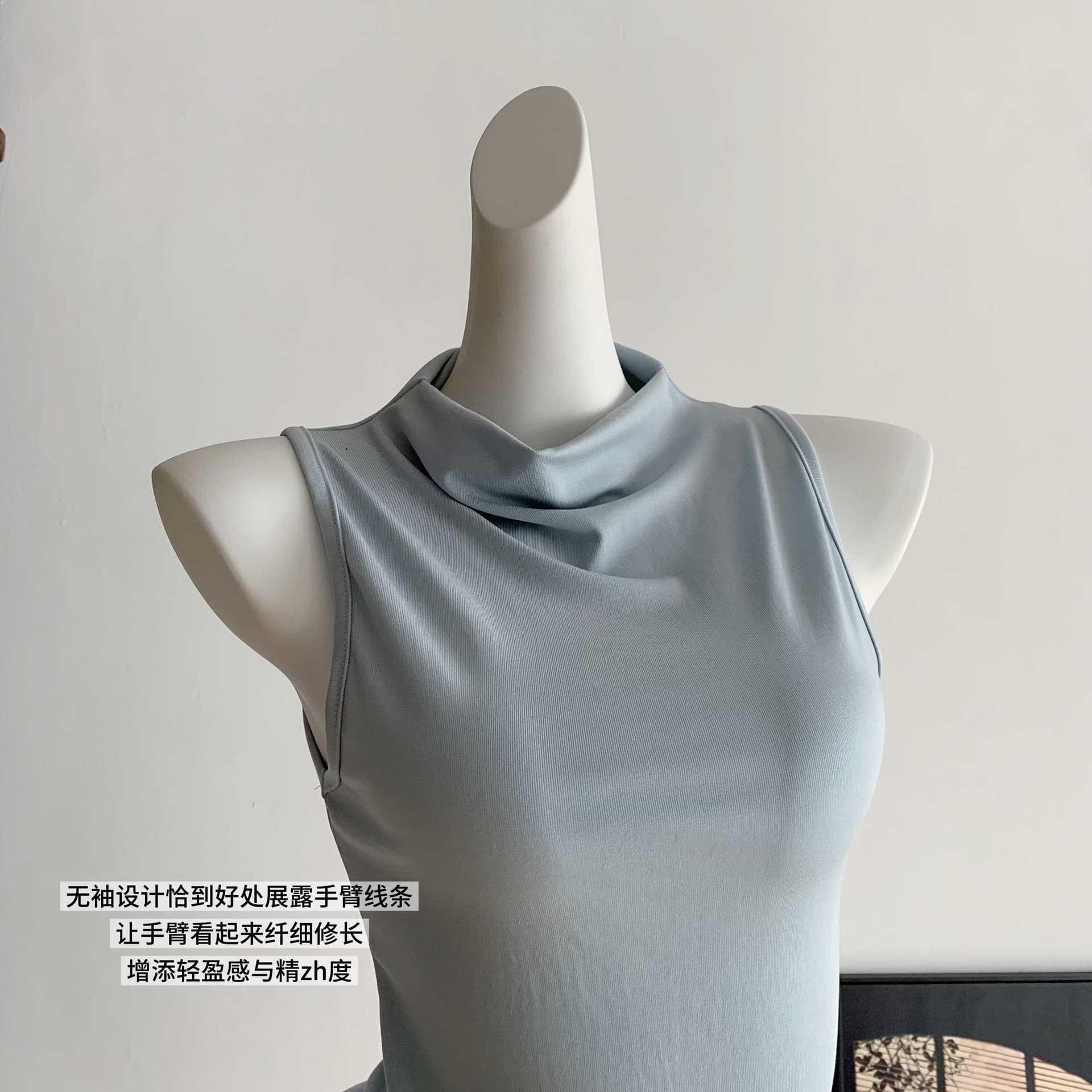 suuuicee 탄산 해풍 뽕나무 누에 실크 럭셔리 수준 비율 반하이넥 라이 경기 서울 몸매 가꾸기 민소매 조끼 상세 이미지 12