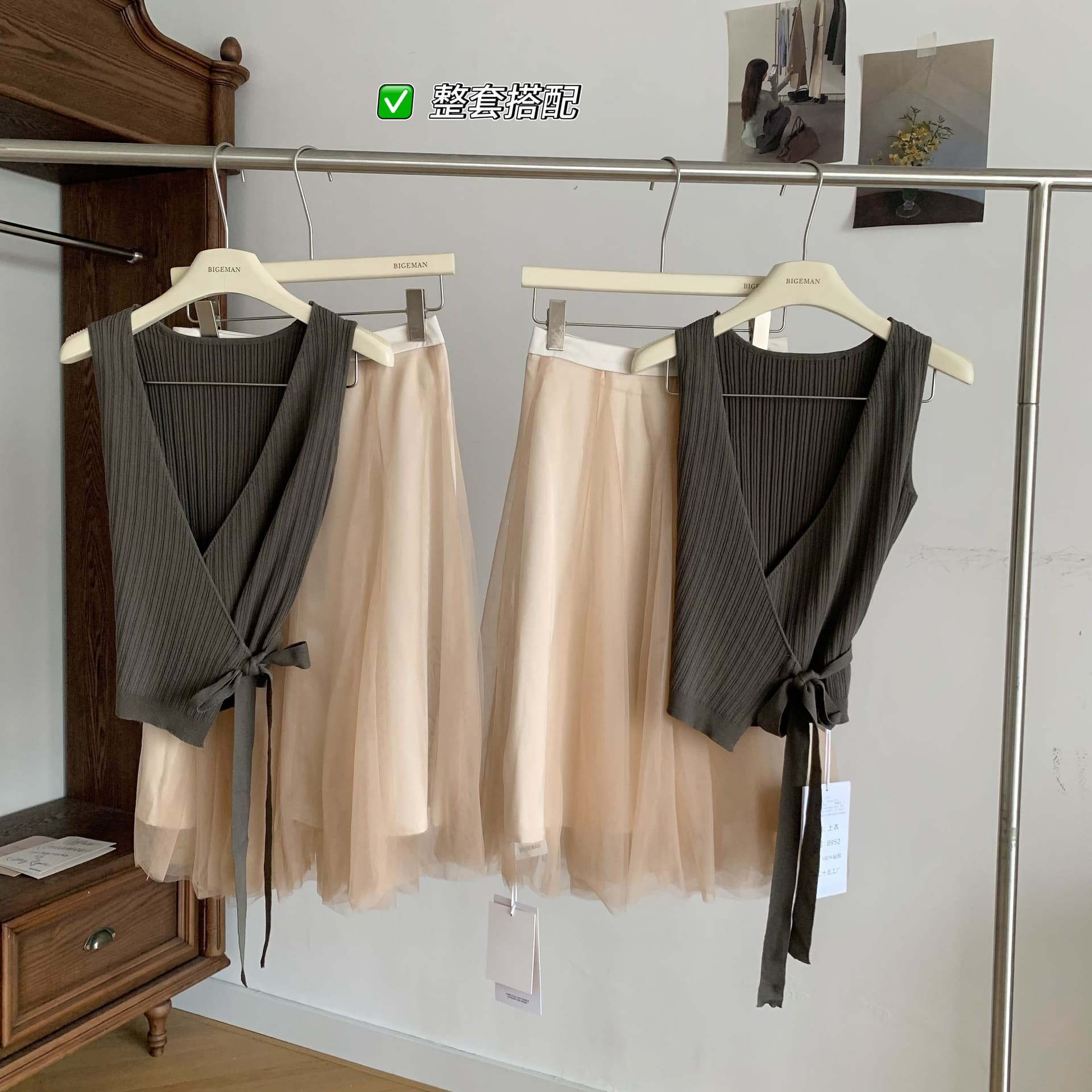 fart shop 달빛 아래서 탱고 샴페인 이중층 중간 허리 망사 반신 스커트 여성 봄 여름 중간 길이 스커트 상세 이미지 3