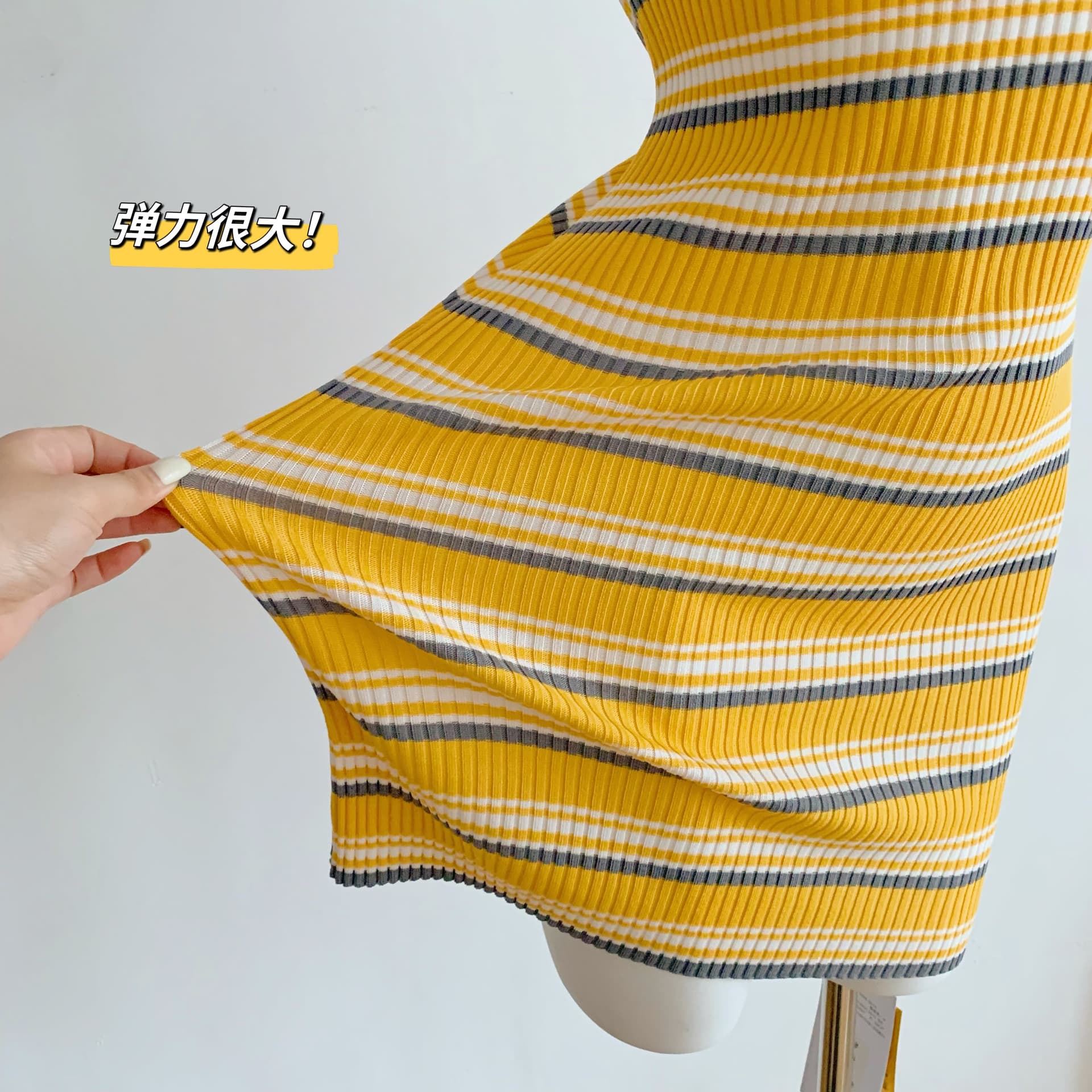 안녕하세요. 팬 팬 sunny girl 배색 끈 백리스 니트 원피스 샤오시엔 스트라이프 조끼 상세 이미지 13