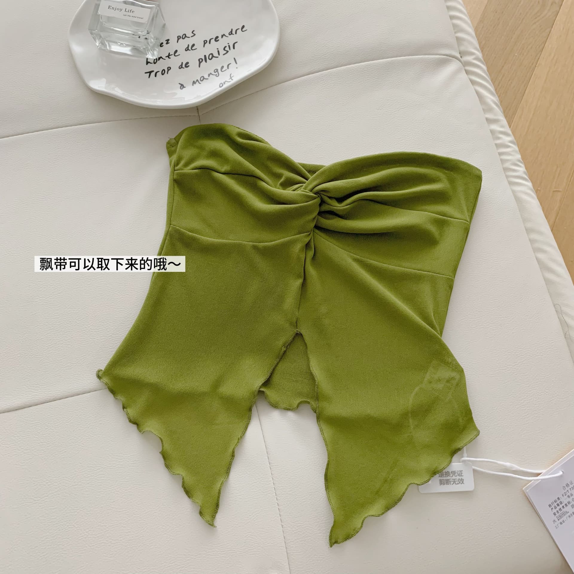 skk store 헤스 재스민 아름다움 ~까지 열기 행침 분위기 센스 비밀번호 수 있습니다. 달콤한 수 있습니다. 소금 물결무늬 측면 망사 튜브탑 상세 이미지 12