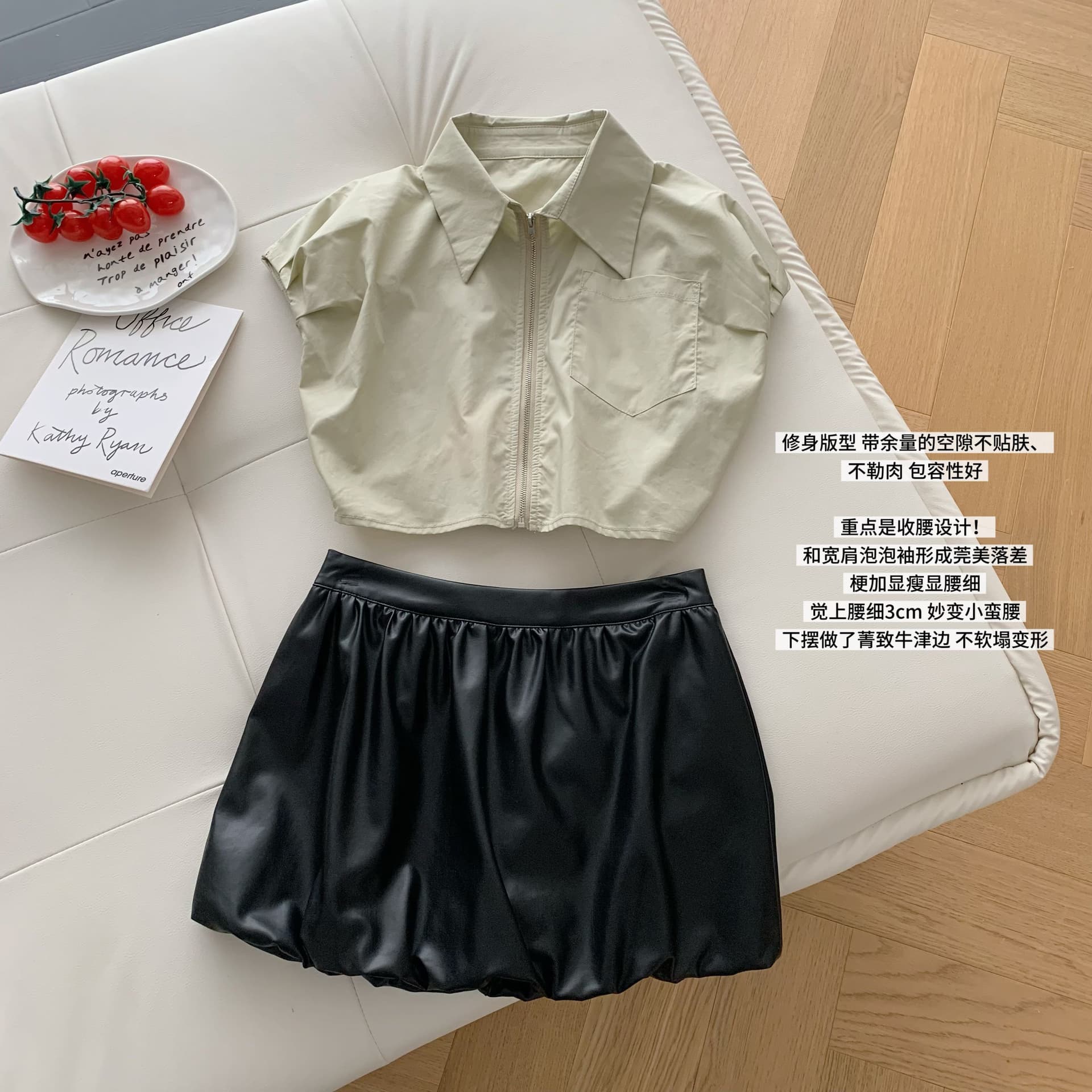 cher 챠오어 개미 허리 레트로 워크웨어 바람 쇼트 스타일 여성 셔츠 여름 캐주얼 거품 소매 재킷 맨위 상세 이미지 12