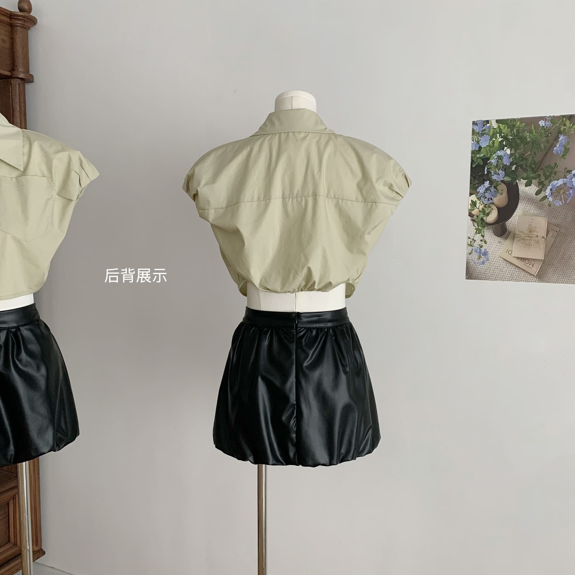cher 챠오어 개미 허리 레트로 워크웨어 바람 쇼트 스타일 여성 셔츠 여름 캐주얼 거품 소매 재킷 맨위 상세 이미지 16