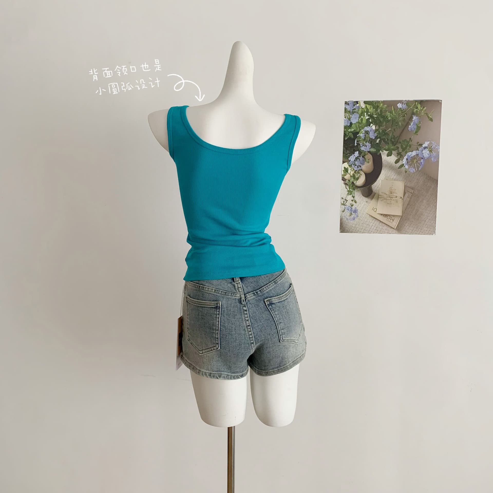 yolo shop 라스베리 과일 버블 한국 스타일 순수한 욕망 u 칼라 단추 핫걸 니트 캐미솔 여름 맨위 상세 이미지 16