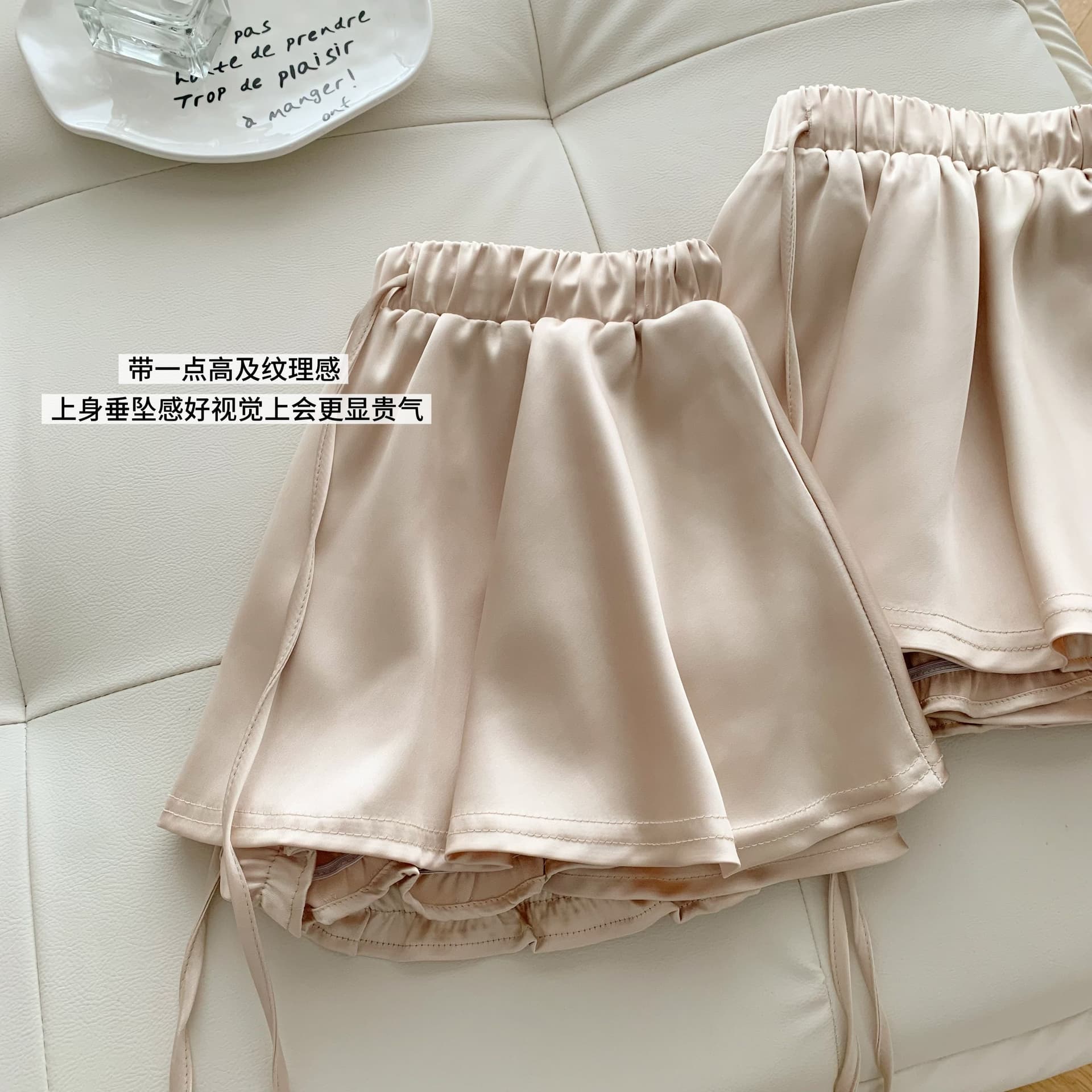 cher 챠오어 프리 틸라 리아 광택 반신 스커트 여름 다용도 허리밴드 펌프 로프 미니 스커트 꽃밭 퍼프 스커트 상세 이미지 11