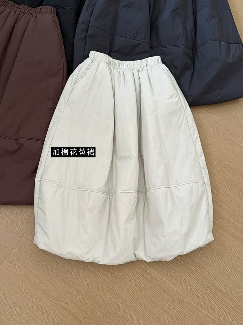 연령 감소 솜을 넣은 꽃밭 치마 2025 겨울 새로운 한국 스타일 보온 미니멀리즘 바람 다용도 반신 스커트 상세 이미지 1