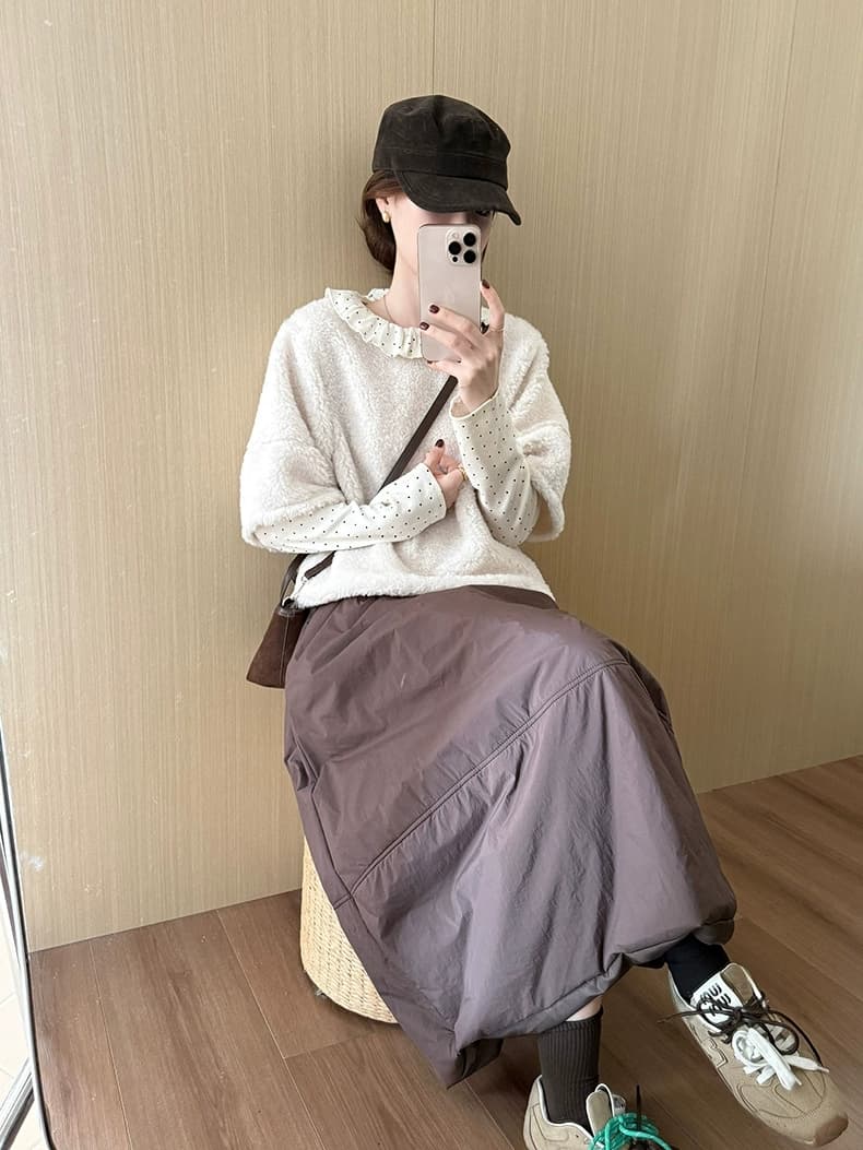 연령 감소 솜을 넣은 꽃밭 치마 2025 겨울 새로운 한국 스타일 보온 미니멀리즘 바람 다용도 반신 스커트 상세 이미지 20